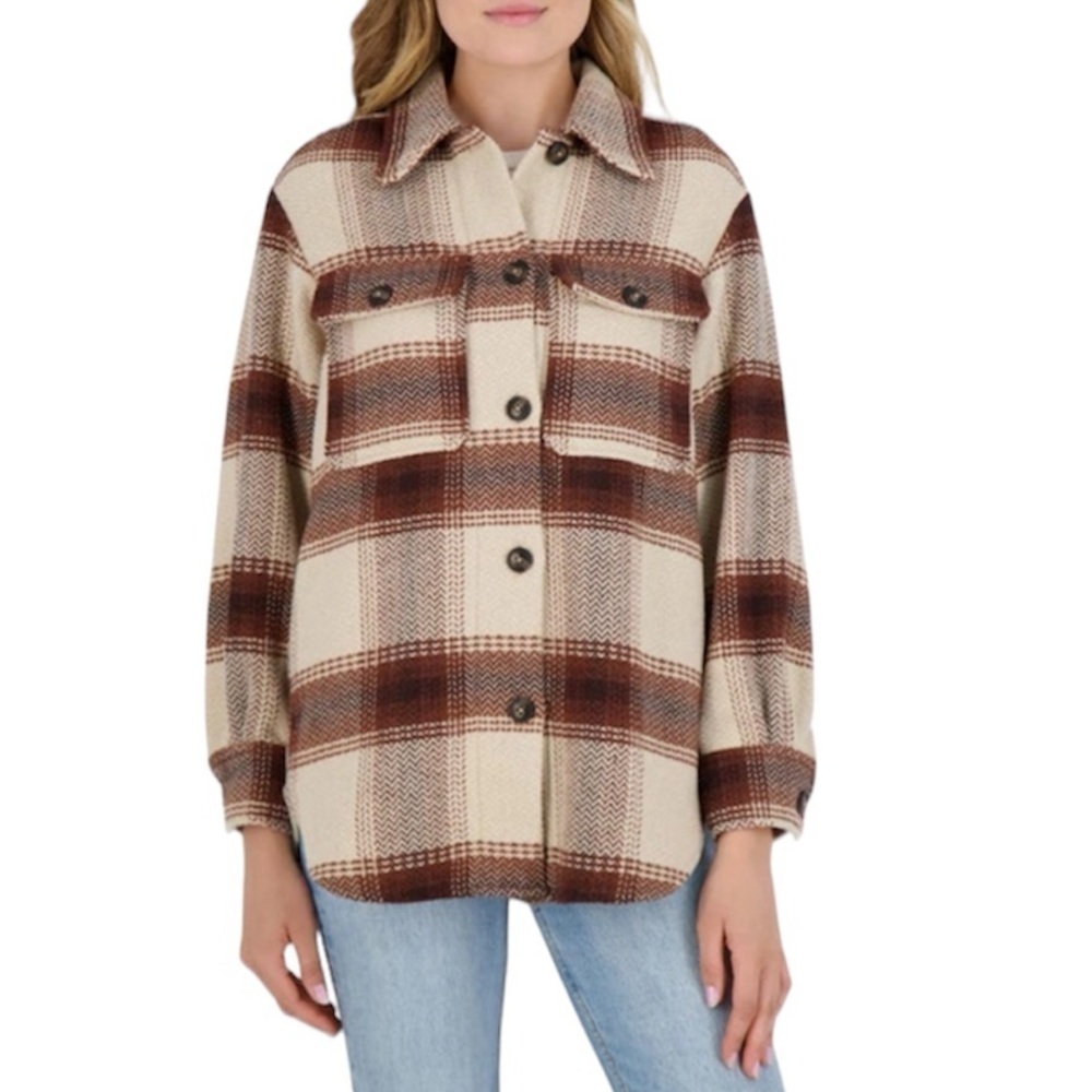 BB Dakota NWOT Women’s Lucky Lumber Check Jacket Shacket Size Large NEW